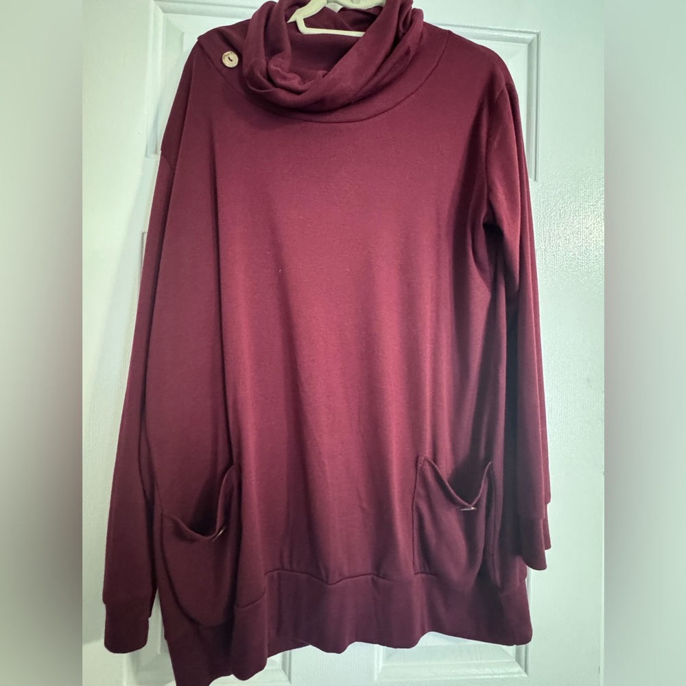 Amazon Women's Maroon Cowl Neck Sweater